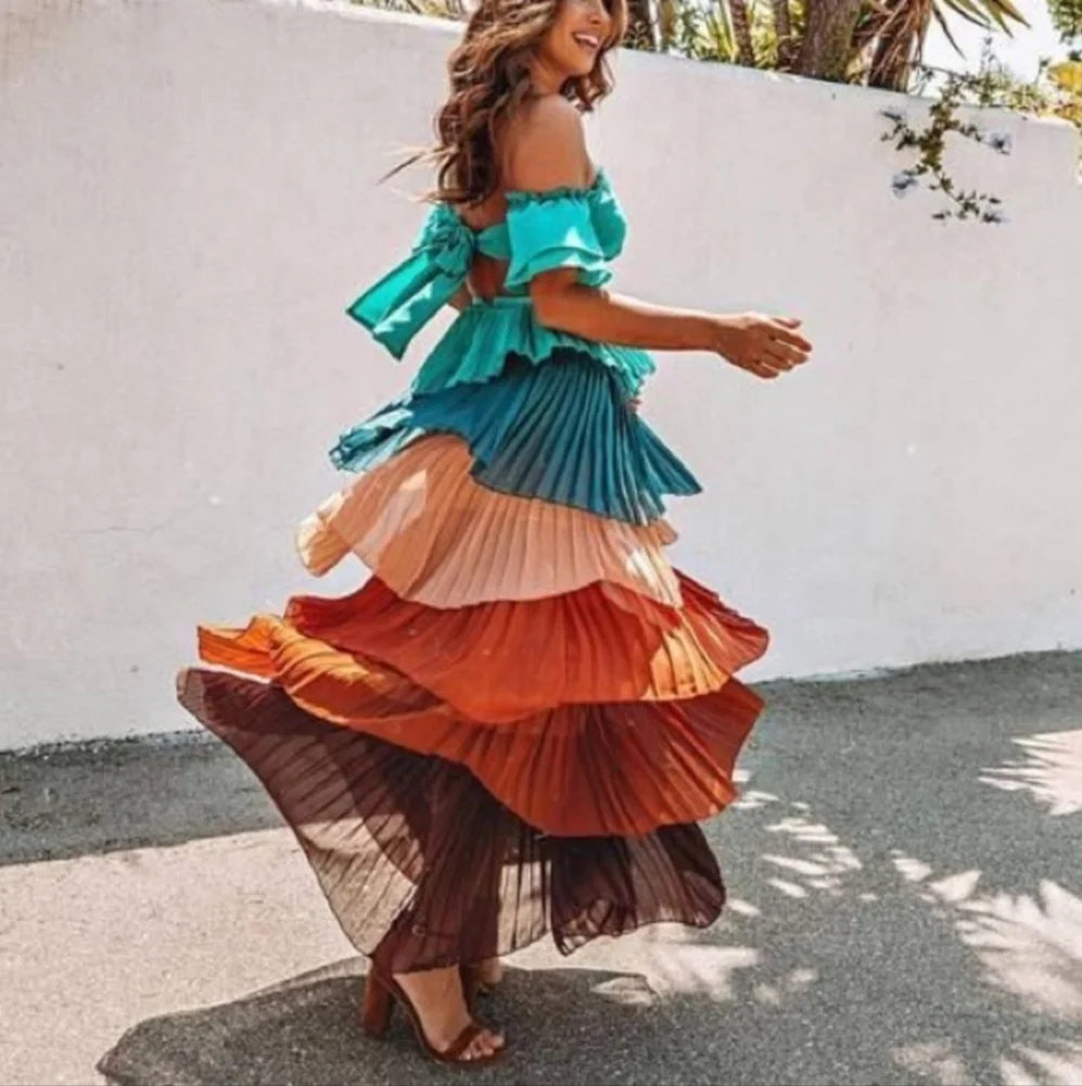 Colorful Multicolored Tiered Skirt - Picture 4 of 8